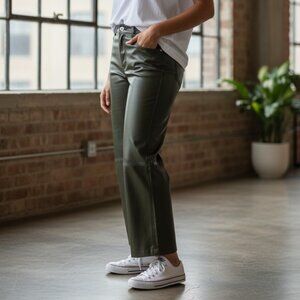 WAYF Small Olive Faux Leather Pants NWT